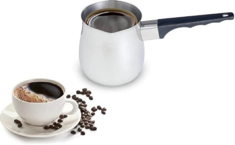 Stainless Steel Turkish Coffee Pot Set, Silver, 3 Pieces.